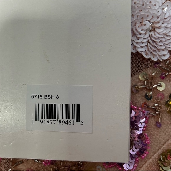 MAC DUGGAL 5716 NWT Pink Sequined Floral Long Sleeve High Neck Midi Dress - Picture 6 of 15